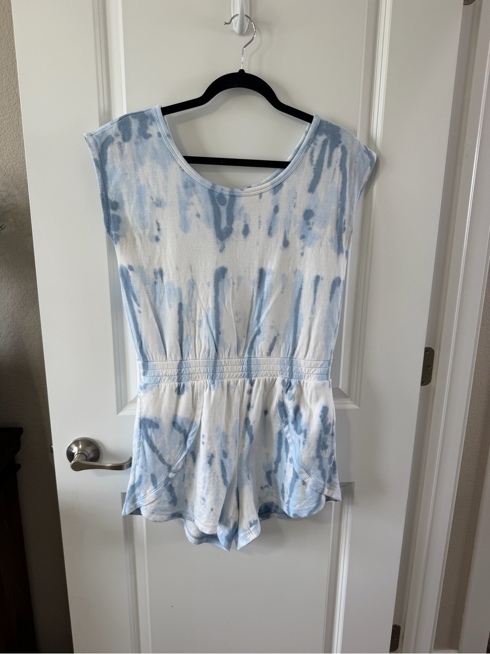 Athleta Light Blue & White Tie-Dye Kids One-Piece Romper